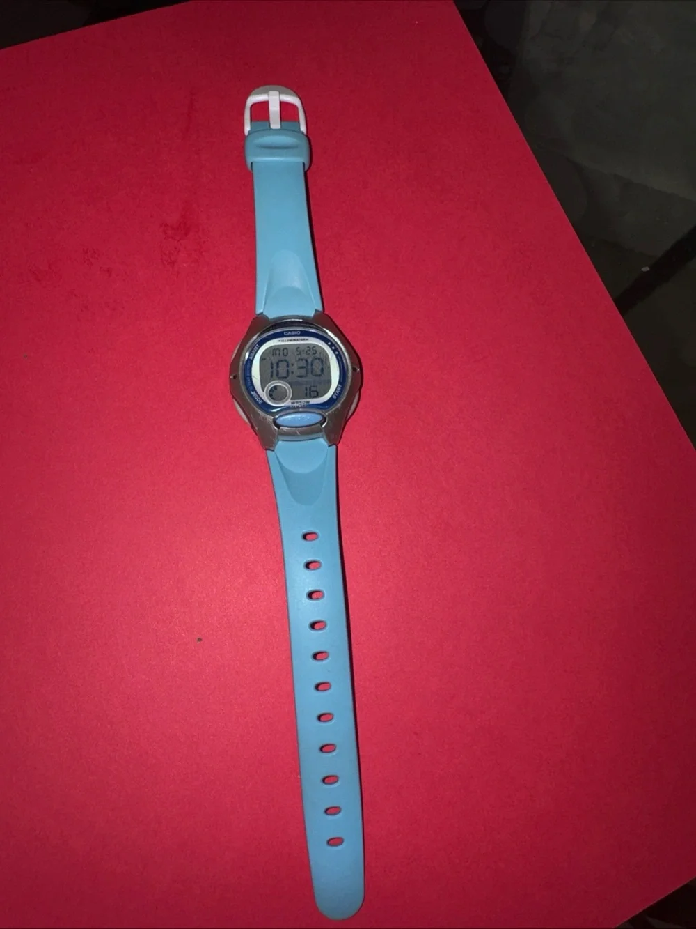 Casio Light Blue Digital Watch with Silver Case